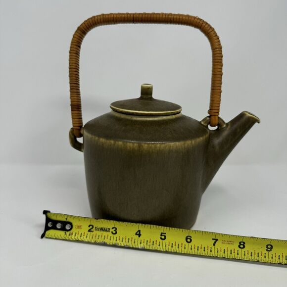 1950s Palshus Frode Bahnsen Danish Pottery Teapot Set Green Signed DLS 1186 - Picture 12 of 16